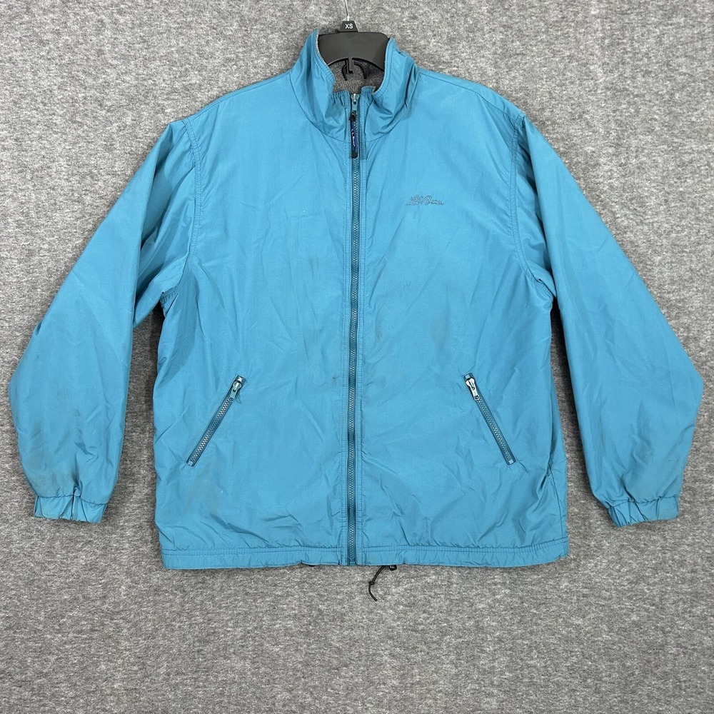 VTG LL Bean Three Season Jacket Women's Small Blue Teal Fleece Lined Made in USA